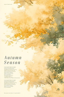 PSD 나무 포스터 단풍 잎 일러스트 자연 풍경 사람없음 초록색 노란색 가을 숲 국내일러스트 식물 계절 컬러 생태계 파일형식