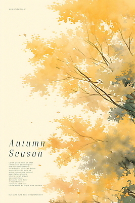 PSD 나무 포스터 단풍 잎 일러스트 자연 풍경 사람없음 노란색 가을 숲 국내일러스트 식물 계절 컬러 생태계 파일형식