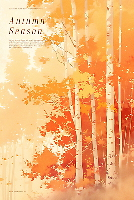 PSD 나무 포스터 단풍 잎 일러스트 자연 풍경 사람없음 주황색 가을 숲 국내일러스트 식물 계절 컬러 생태계 파일형식