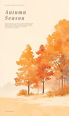 PSD 나무 포스터 단풍 잎 일러스트 자연 풍경 사람없음 주황색 가을 숲 국내일러스트 식물 계절 컬러 생태계 파일형식