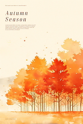 PSD 나무 포스터 단풍 잎 일러스트 자연 풍경 사람없음 빨간색 가을 숲 국내일러스트 식물 계절 컬러 생태계 파일형식