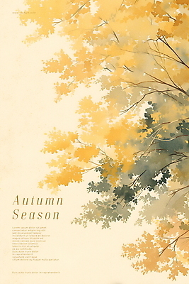 PSD 나무 포스터 단풍 잎 일러스트 자연 풍경 사람없음 노란색 가을 숲 국내일러스트 식물 계절 컬러 생태계 파일형식