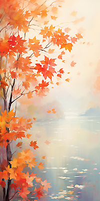 JPG 호수 단풍 낙엽 일러스트 자연 단풍나무 풍경 사람없음 가을풍경 주황색 가을 유화 가을배경 국내일러스트 AI일러스트 AI콘텐츠 나무 계절 컬러 백그라운드 잎 미술 생태계 파일형식 가을_계절