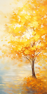 JPG 호수 낙엽 일러스트 자연 풍경 사람없음 노란색 가을풍경 가을 은행나무 유화 가을배경 국내일러스트 AI일러스트 AI콘텐츠 나무 계절 컬러 백그라운드 잎 미술 생태계 파일형식 가을_계절