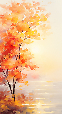 JPG 호수 단풍 낙엽 일러스트 자연 단풍나무 풍경 사람없음 가을풍경 주황색 가을 은행나무 유화 가을배경 국내일러스트 AI일러스트 AI콘텐츠 나무 계절 컬러 백그라운드 잎 미술 생태계 파일형식 가을_계절