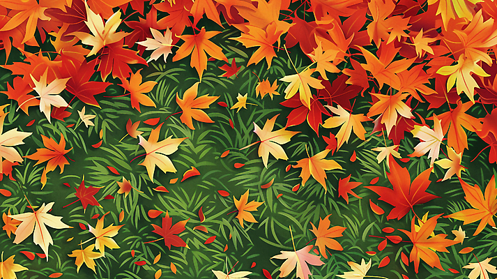 JPG 단풍 낙엽 일러스트 자연 나뭇잎 잔디 사람없음 빨간색 가을 국내일러스트 AI일러스트 AI콘텐츠 식물 계절 컬러 잎 생태계 파일형식