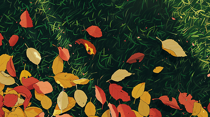 JPG 단풍 낙엽 일러스트 자연 나뭇잎 잔디 사람없음 빨간색 초록색 가을 국내일러스트 AI일러스트 AI콘텐츠 식물 계절 컬러 잎 생태계 파일형식