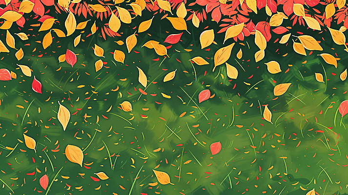 JPG 단풍 낙엽 일러스트 자연 나뭇잎 잔디 사람없음 초록색 주황색 가을 국내일러스트 AI일러스트 AI콘텐츠 식물 계절 컬러 잎 생태계 파일형식