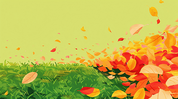 JPG 단풍 낙엽 일러스트 자연 나뭇잎 잔디 사람없음 초록색 주황색 가을 국내일러스트 AI일러스트 AI콘텐츠 식물 계절 컬러 잎 생태계 파일형식