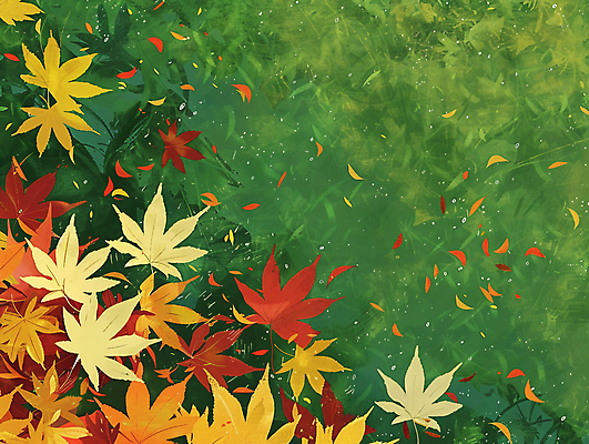 JPG 단풍 낙엽 일러스트 자연 나뭇잎 잔디 사람없음 초록색 주황색 가을 국내일러스트 AI일러스트 AI콘텐츠 식물 계절 컬러 잎 생태계 파일형식