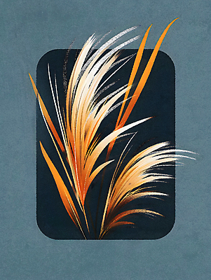 JPG 식물 잎 일러스트 갈대 사람없음 가을 국내일러스트 AI일러스트 AI콘텐츠 계절 파일형식