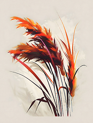 JPG 식물 잎 일러스트 갈대 사람없음 가을 국내일러스트 AI일러스트 AI콘텐츠 계절 파일형식