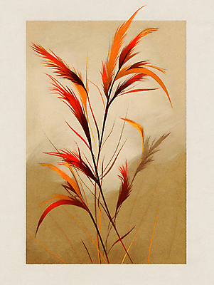 JPG 식물 잎 일러스트 갈대 사람없음 가을 국내일러스트 AI일러스트 AI콘텐츠 계절 파일형식