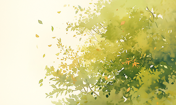 JPG 낙엽 일러스트 자연 나뭇잎 수채화 사람없음 초록색 가을 국내일러스트 AI일러스트 AI콘텐츠 계절 컬러 잎 생태계 파일형식