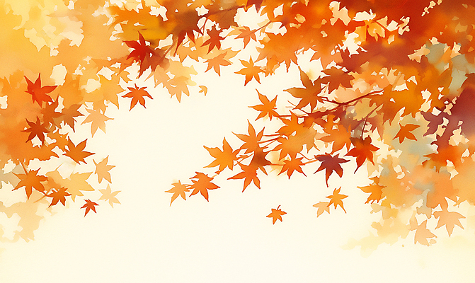 JPG 낙엽 일러스트 자연 나뭇잎 수채화 사람없음 주황색 가을 국내일러스트 AI일러스트 AI콘텐츠 계절 컬러 잎 생태계 파일형식