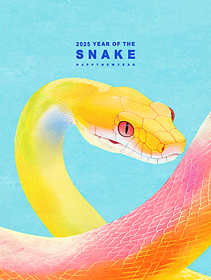PSD 동물 상징 일러스트 새해 사람없음 노란색 뱀띠 뱀 2025년 을사년 국내일러스트 컬러 파충류 십이지신 연도 파일형식