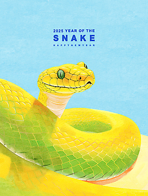 PSD 동물 상징 일러스트 새해 사람없음 노란색 뱀띠 뱀 2025년 을사년 국내일러스트 컬러 파충류 십이지신 연도 파일형식