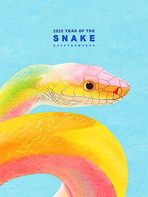 PSD 동물 상징 일러스트 새해 사람없음 노란색 뱀띠 뱀 2025년 을사년 국내일러스트 컬러 파충류 십이지신 연도 파일형식