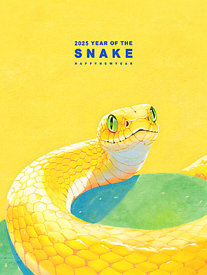 PSD 동물 상징 일러스트 새해 사람없음 노란색 뱀띠 뱀 2025년 을사년 국내일러스트 컬러 파충류 십이지신 연도 파일형식