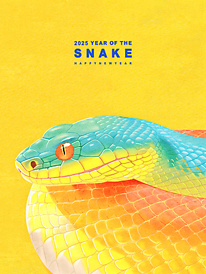 PSD 동물 상징 일러스트 새해 사람없음 노란색 뱀띠 뱀 2025년 을사년 국내일러스트 컬러 파충류 십이지신 연도 파일형식