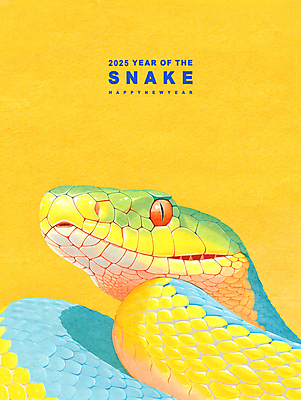 PSD 동물 상징 일러스트 새해 사람없음 노란색 뱀띠 뱀 2025년 을사년 국내일러스트 컬러 파충류 십이지신 연도 파일형식