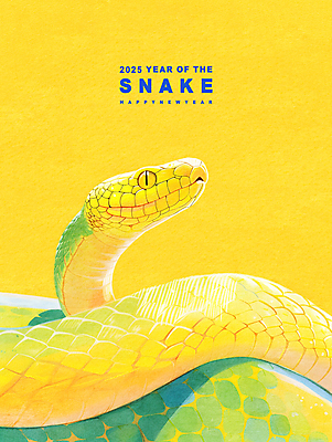 PSD 동물 상징 일러스트 새해 사람없음 노란색 뱀띠 뱀 2025년 을사년 국내일러스트 컬러 파충류 십이지신 연도 파일형식