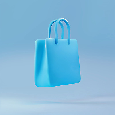 PSD 아이콘 가방 사람없음 파란색 쇼핑 3D아이콘 쇼핑백 3D 잡화 컬러 디지털합성 파일형식