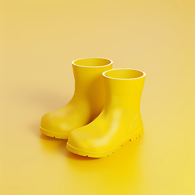 PSD 아이콘 날씨 장화 사람없음 3D아이콘 노란색 3D 비 방수 자연요소 컬러 신발 디지털합성 파일형식