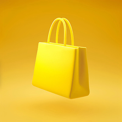 PSD 아이콘 가방 사람없음 쇼핑 3D아이콘 쇼핑백 노란색 3D 잡화 컬러 디지털합성 파일형식