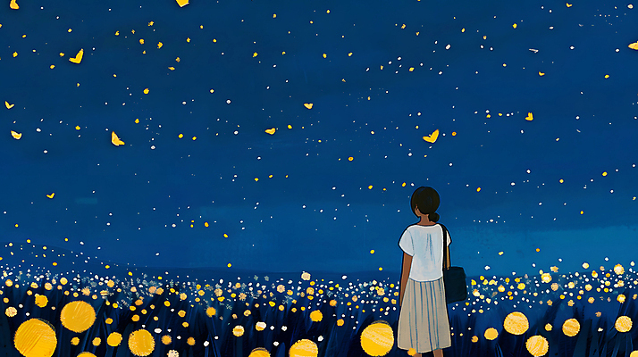 JPG 여자 꽃밭 야경 일러스트 청소년 자연 밤하늘 한명 초원 파란색 빛 평화 어둠 고요 반딧불이 십대여자한명만 국내일러스트 AI일러스트 AI콘텐츠 1 꽃 컬러 곤충 컨셉 하늘 사람 야간 생태계 여자한명만 십대여자만 파일형식 풍경_경치