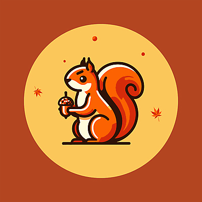 캐릭터 야생동물 일러스트 들기 사람없음 갈색 귀여움 가을 다람쥐 도토리 엘리먼트 일러캐릭터 AI파일 동물 계절 컬러 컨셉 모션 견과류 설치류 파일형식 벡터