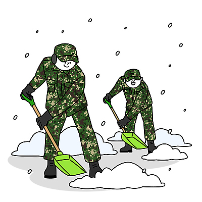 전신 남자 겨울 일러스트 군대 성인 두명 일상 생활 군인 눈 청소 삽 군복 제설 치우기 성인남자만 넉가래 국내일러스트 AI파일 자연요소 직업 계절 유니폼 모션 날씨 사람 라이프 국군 남자만 성인만 파일형식 벡터 제설도구