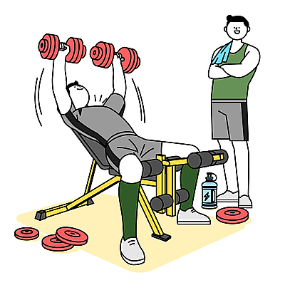 전신 남자 일러스트 군대 서기 들기 성인 두명 일상 생활 팔짱 헬스 아령 군인 웨이트트레이닝 물병 체육복 성인남자만 국내일러스트 AI파일 직업 모션 사람 라이프 운동복 운동 물통 체육 국군 남자만 성인만 파일형식 벡터