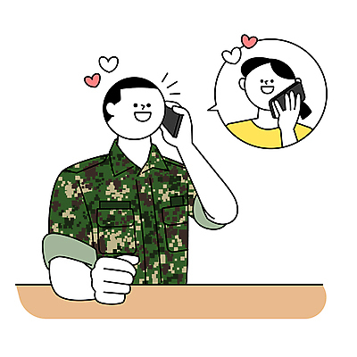 커플 여자 남자 말풍선 일러스트 군대 상반신 성인 두명 일상 생활 스마트폰 군인 군복 통화 성인만 국내일러스트 AI파일 직업 유니폼 관계 모션 사람 라이프 핸드폰 스마트기기 국군 파일형식 벡터