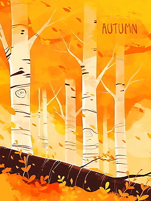 PSD 나무 단풍 일러스트 자연 풍경 사람없음 가을풍경 주황색 가을 자작나무숲 국내일러스트 식물 계절 컬러 잎 숲 생태계 자작나무 파일형식 가을_계절