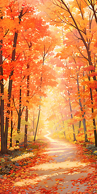 JPG 단풍 낙엽 일러스트 자연 단풍나무 나뭇잎 그림자 풍경 사람없음 빨간색 가을풍경 산책로 가을 숲 숲길 국내일러스트 AI일러스트 AI콘텐츠 나무 계절 길 컬러 잎 생태계 파일형식 가을_계절