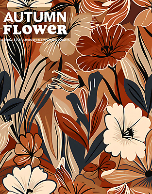 PSD 꽃 잎 꽃무늬 일러스트 추상 사람없음 갈색 가을 국내일러스트 식물 계절 컬러 무늬 파일형식