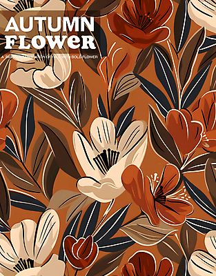 PSD 꽃 잎 꽃무늬 일러스트 추상 사람없음 갈색 가을 국내일러스트 식물 계절 컬러 무늬 파일형식