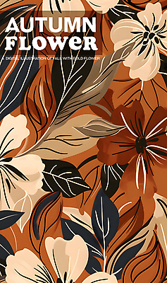 PSD 꽃 잎 꽃무늬 일러스트 추상 사람없음 갈색 가을 국내일러스트 식물 계절 컬러 무늬 파일형식