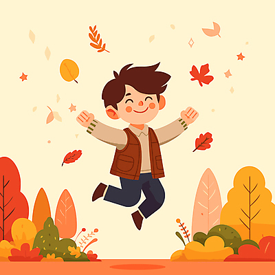 전신 남자 어린이 단풍 낙엽 잎 일러스트 단풍나무 한명 미소 소년 점프 만세 가을 즐거움 소년한명만 국내일러스트 AI파일 나무 식물 1 계절 감정 모션 표정 사람 남자한명만 소년만 파일형식 벡터