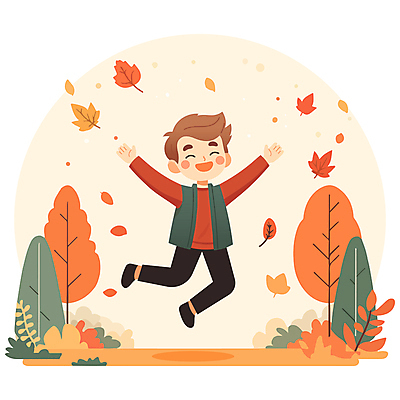 전신 남자 어린이 단풍 낙엽 잎 일러스트 단풍나무 한명 미소 소년 점프 만세 가을 즐거움 소년한명만 국내일러스트 AI파일 나무 식물 1 계절 감정 모션 표정 사람 남자한명만 소년만 파일형식 벡터