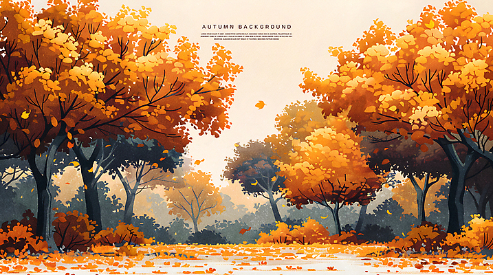PSD 낙엽 일러스트 자연 단풍나무 수채화 풍경 초원 사람없음 주황색 가을 풍경화 국내일러스트 나무 계절 컬러 단풍 잎 그림 생태계 파일형식