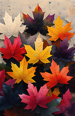 JPG 단풍 잎 일러스트 나뭇잎 수채화 사람없음 가을 알록달록 국내일러스트 AI일러스트 AI콘텐츠 식물 계절 컬러풀 파일형식
