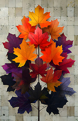 JPG 단풍 잎 일러스트 나뭇잎 수채화 사람없음 가을 알록달록 국내일러스트 AI일러스트 AI콘텐츠 식물 계절 컬러풀 파일형식