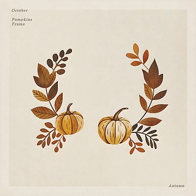 PSD 편집이미지 단풍 낙엽 잎 자연 호박 수채화 프레임 사람없음 장식 가을 베이지색 이미지편집 식물 계절 컬러 채소 생태계 파일형식