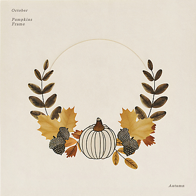 PSD 편집이미지 단풍 낙엽 잎 자연 호박 수채화 프레임 사람없음 장식 가을 원형 도토리 베이지색 이미지편집 도형 식물 계절 컬러 채소 견과류 생태계 파일형식