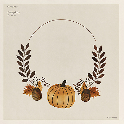 PSD 편집이미지 단풍 낙엽 잎 자연 호박 수채화 프레임 사람없음 장식 가을 원형 도토리 베이지색 이미지편집 도형 식물 계절 컬러 채소 견과류 생태계 파일형식