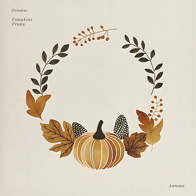 PSD 편집이미지 단풍 낙엽 잎 자연 호박 수채화 프레임 사람없음 장식 가을 원형 베이지색 이미지편집 도형 식물 계절 컬러 채소 생태계 파일형식