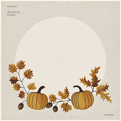 PSD 편집이미지 단풍 낙엽 잎 자연 호박 수채화 프레임 사람없음 장식 가을 원형 도토리 베이지색 이미지편집 도형 식물 계절 컬러 채소 견과류 생태계 파일형식