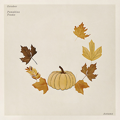 PSD 편집이미지 단풍 낙엽 잎 자연 호박 수채화 프레임 사람없음 장식 가을 원형 베이지색 이미지편집 도형 식물 계절 컬러 채소 생태계 파일형식